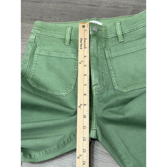 NWOT Eunina Womens Green Denim Super High Rise wide Leg Crop Jeans Size 27 - Picture 11 of 12